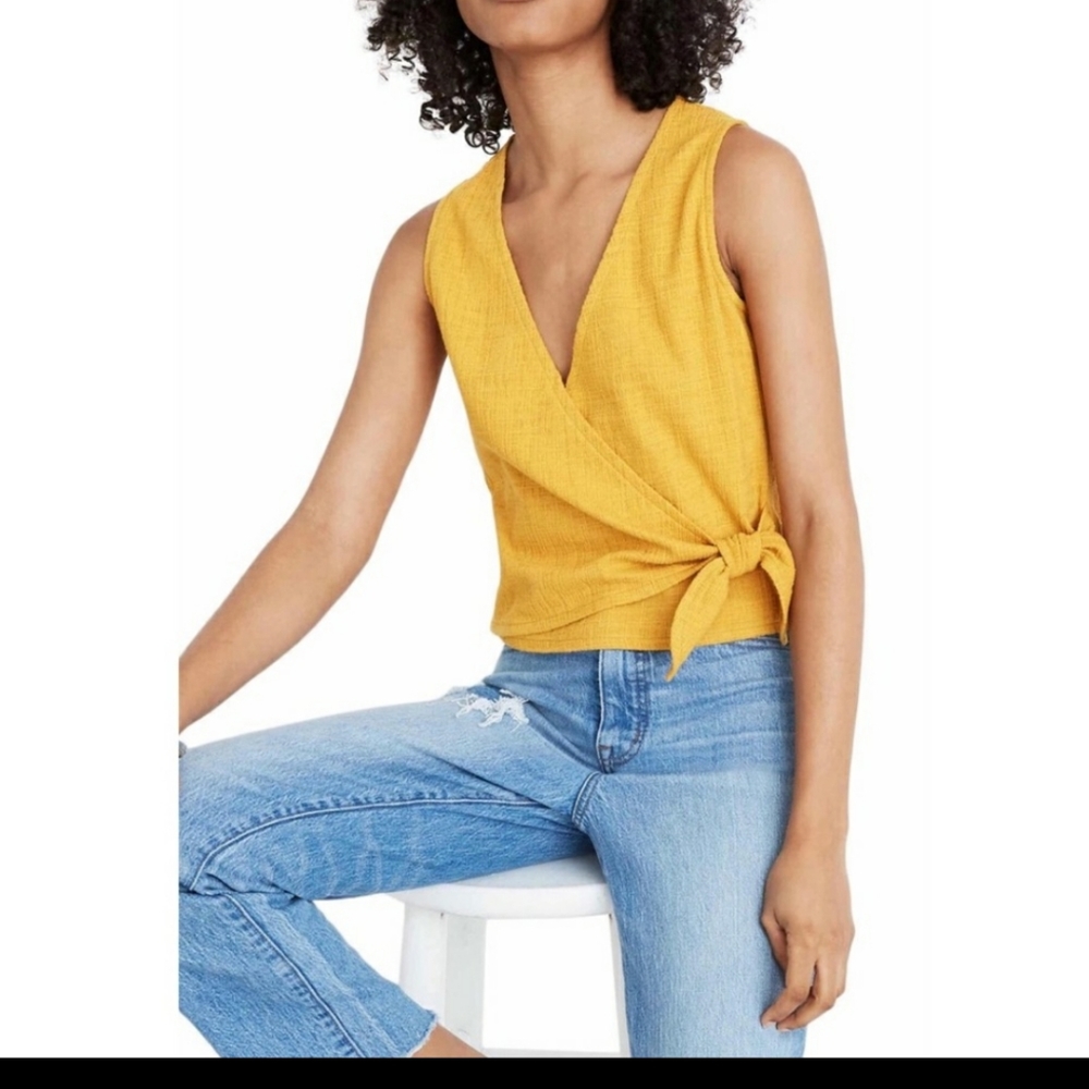 Madewell Texture Thread Sleeveless Wrap Tie Top